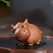 Rankų darbo purpurinis molis Miela bulių arbata Gyvūnų dvasios figūrėlės arbatos ceremonijos reikmenys arbatos rinkinys Karvės kambario dekoravimo priedai Zen Animal