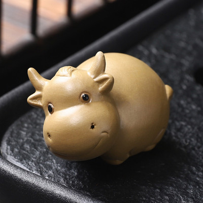 Rankų darbo purpurinis molis Miela bulių arbata Gyvūnų dvasios figūrėlės arbatos ceremonijos reikmenys arbatos rinkinys Karvės kambario dekoravimo priedai Zen Animal