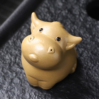 Rankų darbo purpurinis molis Miela bulių arbata Gyvūnų dvasios figūrėlės arbatos ceremonijos reikmenys arbatos rinkinys Karvės kambario dekoravimo priedai Zen Animal