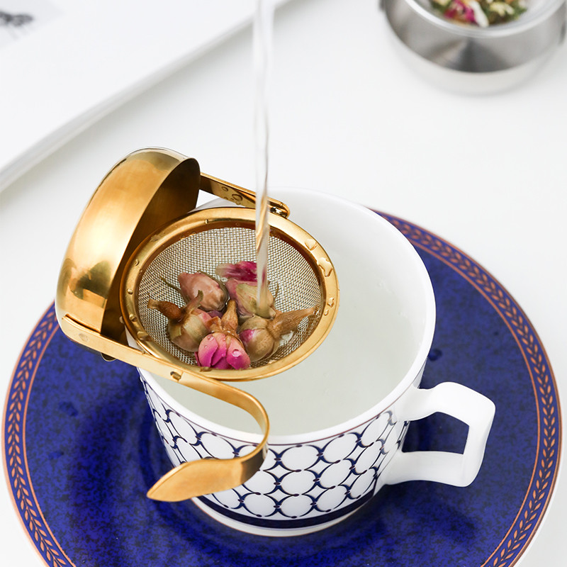 Nerūsējošā tērauda sieta tējas tējkanna Atkārtoti lietojams tējas sietiņš Metāla krūzes sietiņš sietiņš vaļēju lapu filtrs ar rokturi virtuves rīks