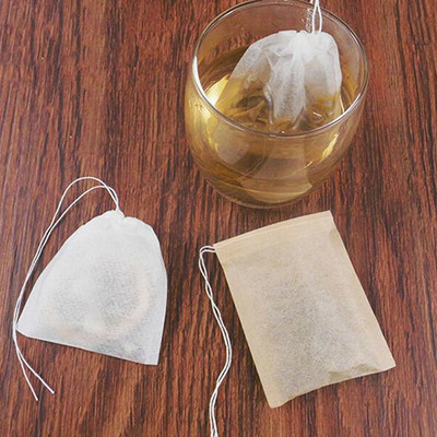 100 db teaszűrő zacskó papír húzózsinórral Üres teászsákok gyógyteához kávéhoz gyógynövényekhez
