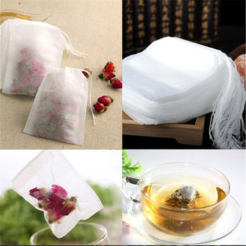 100 БР. Филтърни торбички за чай за еднократна употреба от нетъкан текстил, филтър с шнур, пържен чай, аксесоари за традиционна китайска медицина