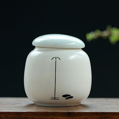1vnt Mažas baltas porcelianinis namas Ganoderma lucidum arbatos kavos pupelių sausainių saldainiai sandariai uždarytos skardinės piliulių milteliai keraminė laikymo talpa