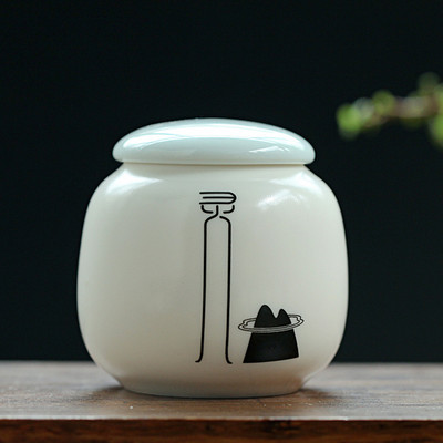 1vnt Mažas baltas porcelianinis namas Ganoderma lucidum arbatos kavos pupelių sausainių saldainiai sandariai uždarytos skardinės piliulių milteliai keraminė laikymo talpa