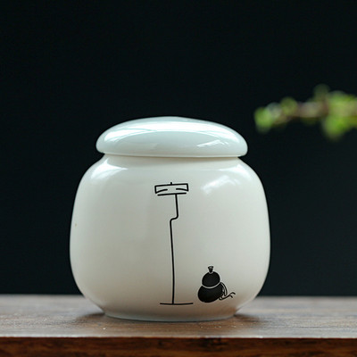 1vnt Mažas baltas porcelianinis namas Ganoderma lucidum arbatos kavos pupelių sausainių saldainiai sandariai uždarytos skardinės piliulių milteliai keraminė laikymo talpa
