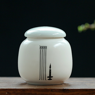 1vnt Mažas baltas porcelianinis namas Ganoderma lucidum arbatos kavos pupelių sausainių saldainiai sandariai uždarytos skardinės piliulių milteliai keraminė laikymo talpa