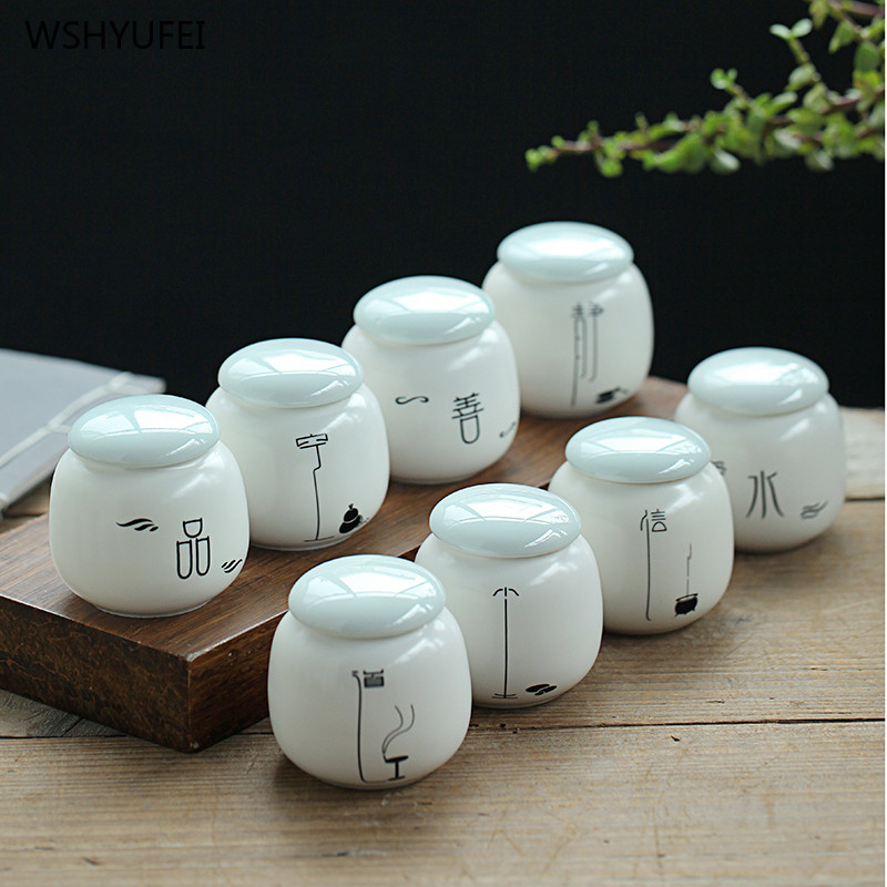 1vnt Mažas baltas porcelianinis namas Ganoderma lucidum arbatos kavos pupelių sausainių saldainiai sandariai uždarytos skardinės piliulių milteliai keraminė laikymo talpa