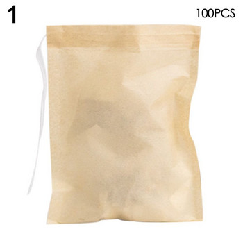 100 τμχ Σακουλάκια φίλτρου τσαγιού String Wood Pulp Material Filter bag Hot Tea Infuser for Kitchen Loose Tea Spice