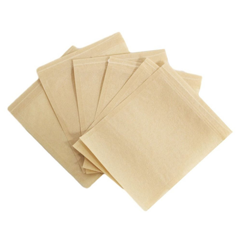 100 db Zsinóros teafilter tasakok Fa pép anyagú szűrőtasak Forró tea infuser konyhai laza tea fűszerekhez