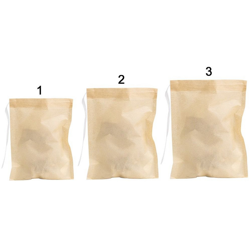 100 db Zsinóros teafilter tasakok Fa pép anyagú szűrőtasak Forró tea infuser konyhai laza tea fűszerekhez