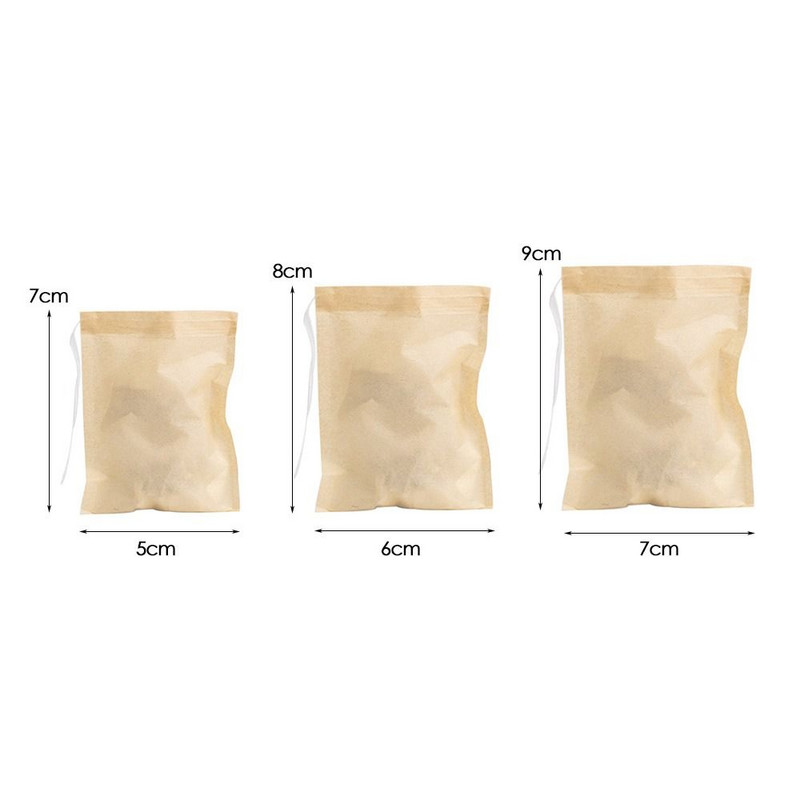 100 db Zsinóros teafilter tasakok Fa pép anyagú szűrőtasak Forró tea infuser konyhai laza tea fűszerekhez