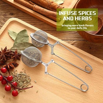 6Pcs Tea Infuser Loose Leaf Tea Snap Ball Цедка за чай Лъжица Филтър за чай от неръждаема стомана По-стръмен с дръжка