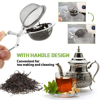 6 τεμ. Εγχυτήρας τσαγιού Loose Leaf Tea Snap Ball Tea Sinap Poon inless Steel Tea Filter Steeper with Handle