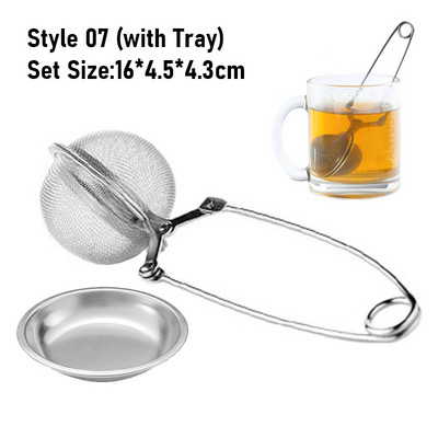 304 Nerūsējošā tērauda Atkārtoti lietojams tējas iesmidzinātājs Tējas sietiņš ar paplāti tējkannu vaļēju lapu garšvielu filtru Virtuves piederumi Roktura klipsis