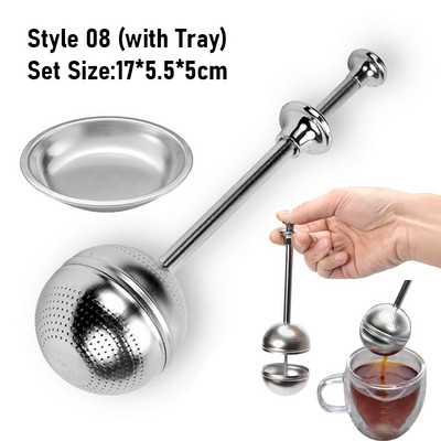 304 Nerūsējošā tērauda Atkārtoti lietojams tējas iesmidzinātājs Tējas sietiņš ar paplāti tējkannu vaļēju lapu garšvielu filtru Virtuves piederumi Roktura klipsis