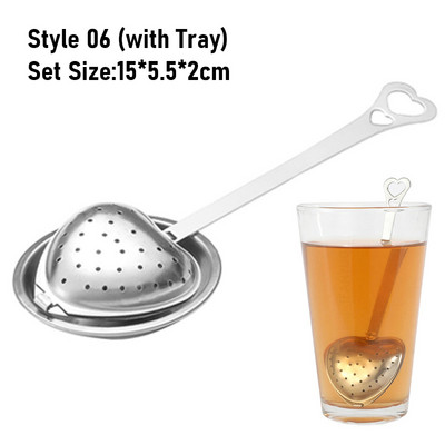 304 Nerūsējošā tērauda Atkārtoti lietojams tējas iesmidzinātājs Tējas sietiņš ar paplāti tējkannu vaļēju lapu garšvielu filtru Virtuves piederumi Roktura klipsis