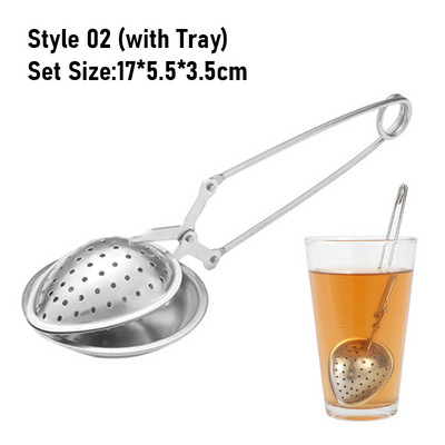 304 Nerūsējošā tērauda Atkārtoti lietojams tējas iesmidzinātājs Tējas sietiņš ar paplāti tējkannu vaļēju lapu garšvielu filtru Virtuves piederumi Roktura klipsis