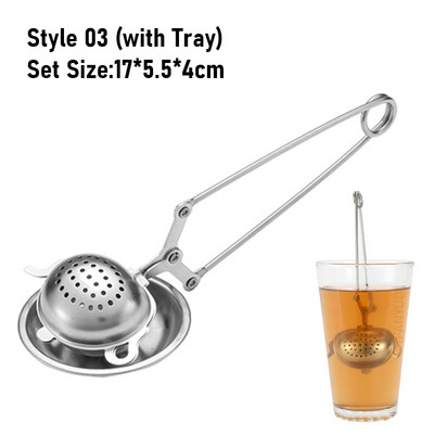 304 Nerūsējošā tērauda Atkārtoti lietojams tējas iesmidzinātājs Tējas sietiņš ar paplāti tējkannu vaļēju lapu garšvielu filtru Virtuves piederumi Roktura klipsis