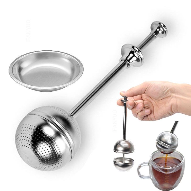 304 Nerūsējošā tērauda Atkārtoti lietojams tējas iesmidzinātājs Tējas sietiņš ar paplāti tējkannu vaļēju lapu garšvielu filtru Virtuves piederumi Roktura klipsis