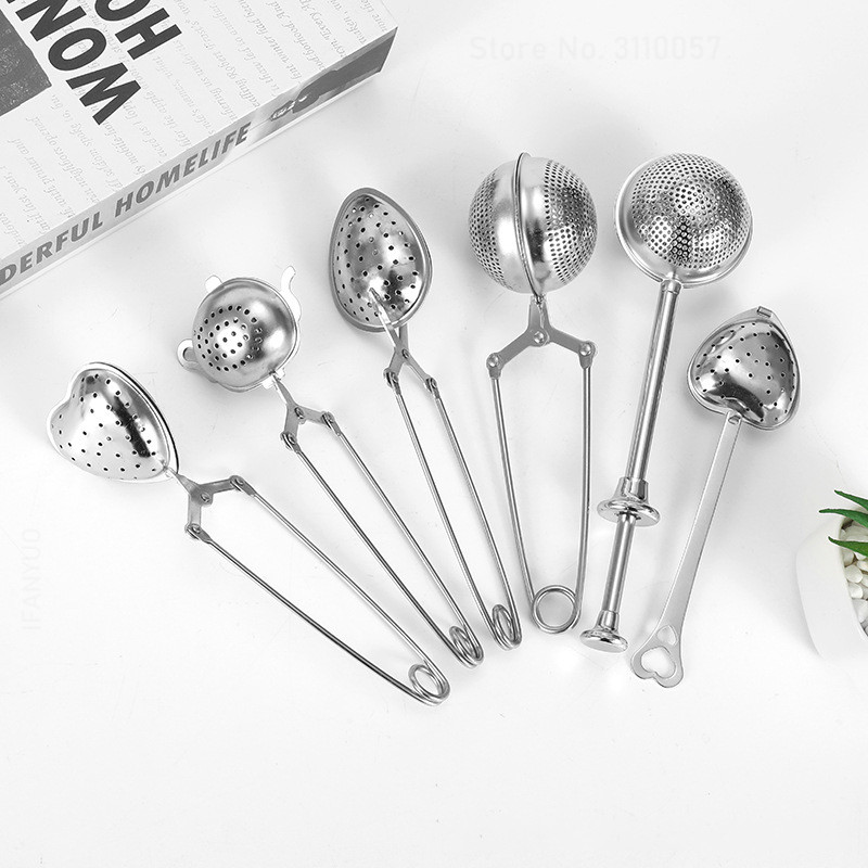 304 Nerūsējošā tērauda Atkārtoti lietojams tējas iesmidzinātājs Tējas sietiņš ar paplāti tējkannu vaļēju lapu garšvielu filtru Virtuves piederumi Roktura klipsis