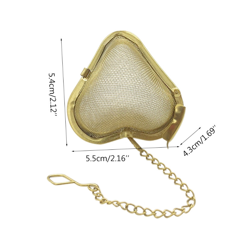 2 бр. Цедка за запарване на чай във формата на сърце от неръждаема стомана с мрежест филтър с верижка за подправки от листа за горещ чай Чаена топка