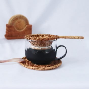 φίλτρα τσαγιού Natural Rattan Kitchen Gadget Bamboo Tea Filter Strainer Filter Infuser for Chinese Tea Ceremony Tea Tools