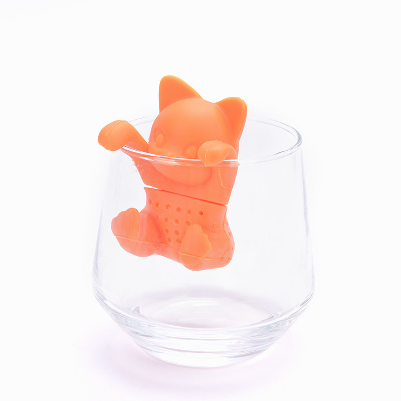 1 gab kaķa formas tējas maisiņš pārtikas kvalitātes lapu garšaugu garšvielu filtrs tējas infuser sietiņi Radošs filtrs, vaļīgs silikona difuzors