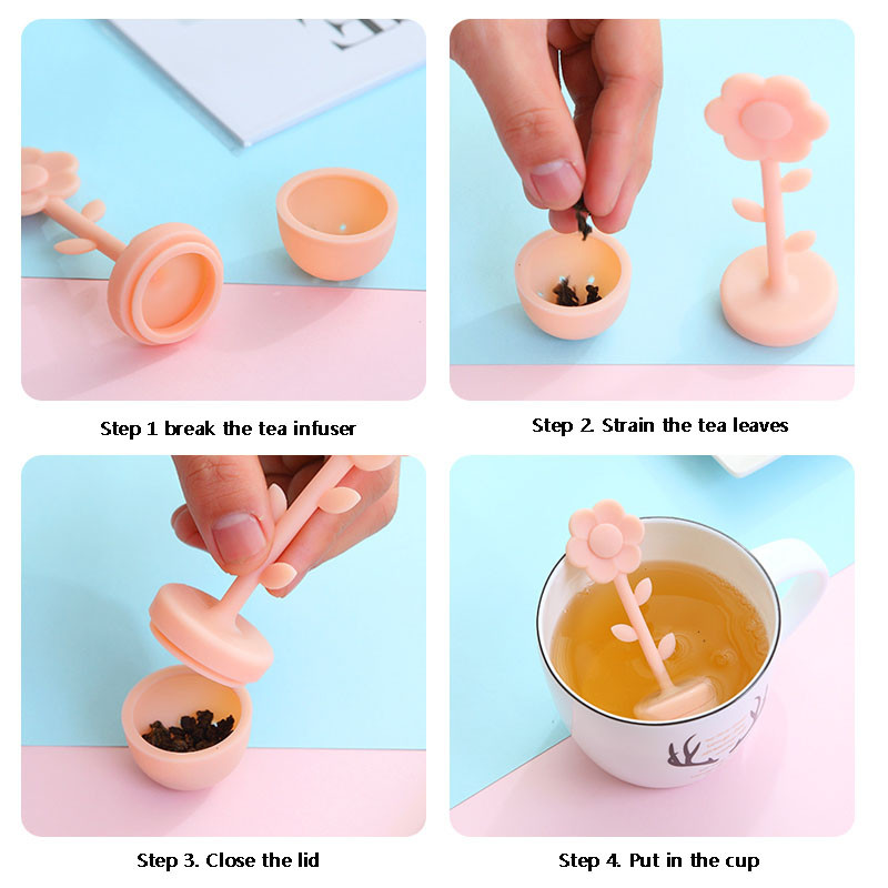 Virtuves piederumi tējas sietiņš pārtikas kvalitātes silikagela tējas sietiņš saulespuķu formas tējas sietiņš alus vārīšanas plīts