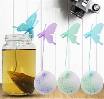 Hot Sale Butterfly Tea Bags Strainers Φίλτρο σιλικόνης Infuser Silica Cute φακελάκια τσαγιού για σκεύη για τσάι και καφέ Δωρεάν αποστολή Ειδών