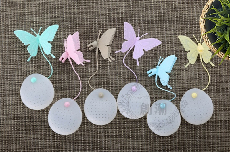 Karstā izpārdošana Butterfly tējas maisiņi, sietiņi, silikona filtrs, iesmidzinātājs, silīcija dioksīds Jauki tējas maisiņi tējas un kafijas dzērieniem Bezmaksas piegāde preces