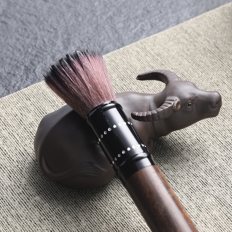 Kézzel készített lila agyag tea kisállat díszek tehénmodell szobor tea figura kínai teás asztaldísz kiegészítők asztali kézműves