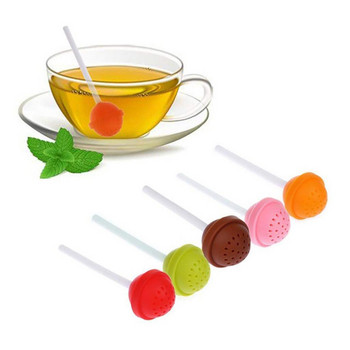 Πέντε χρώματα Silicon Sweet Tea Infuser Candy Lollipop Loose Leaf Mug Straine Loose Leaf Mug Strainer Cup Steeper for Tea & Coffee