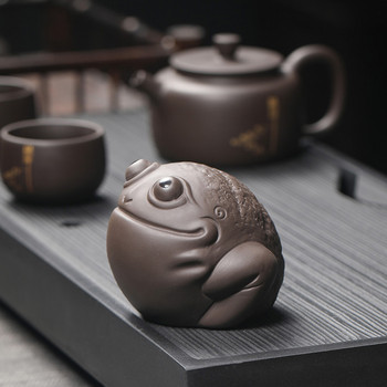 Чай от лилава глина Орнаменти за домашни любимци Сладка жаба Чай Игра Занаяти Малка жаба Чаена маса Декорации Сервиз за чай Аксесоари