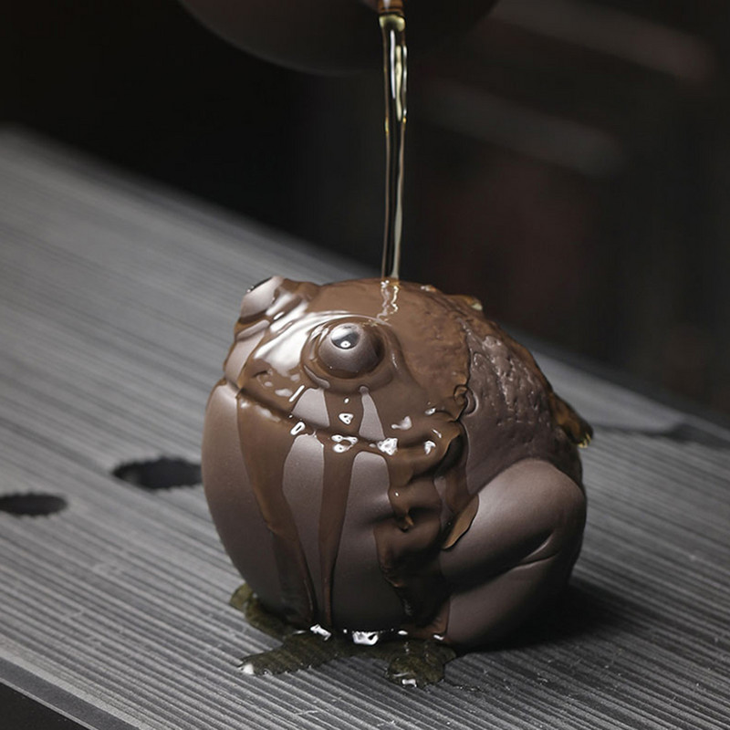 Lila Agyag Tea Kisállat Díszek Aranyos Béka Tea játék Kézműves Kis Béka Tea Asztali Díszek Teáskészlet Kiegészítők