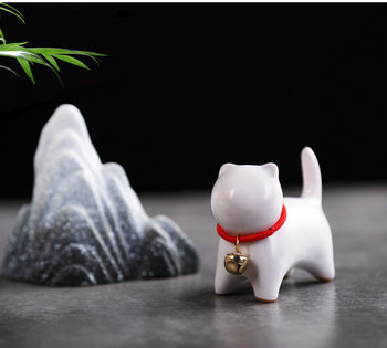 Ръчно изработена керамична украса за котка, подарък за рожден ден, държач за химикалка, поставка за писалка, сервиз за чай Kung Fu, церемония, украшение за чай Фигура Kitty Tea Pet