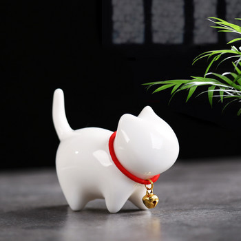 Ръчно изработена керамична украса за котка, подарък за рожден ден, държач за химикалка, поставка за писалка, сервиз за чай Kung Fu, церемония, украшение за чай Фигура Kitty Tea Pet