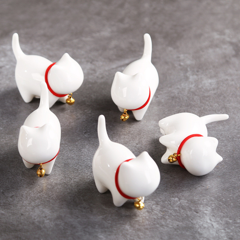 Käsitsi valmistatud keraamiline kassikaunistus sünnipäevakingitusena pliiatsihoidja pliiatsihoidja Kung Fu teekomplekt tseremoonia teeehteis Figuur Kitty Tea Pet