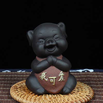 Kreativitás Lila agyag tea Kisállat dekoráció Aranyos malac tea asztaldísz Otthoni virágcserep dekoráció Kézműves teaszertartás kiegészítők