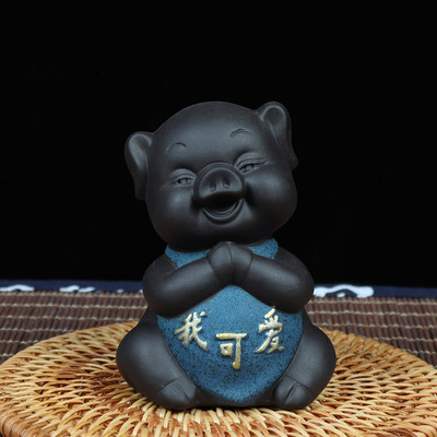 Kreativitás Lila agyag tea Kisállat dekoráció Aranyos malac tea asztaldísz Otthoni virágcserep dekoráció Kézműves teaszertartás kiegészítők