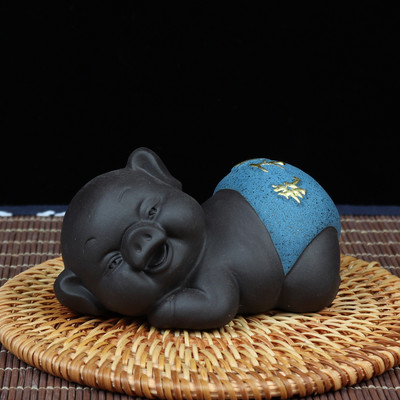 Kreativitás Lila agyag tea Kisállat dekoráció Aranyos malac tea asztaldísz Otthoni virágcserep dekoráció Kézműves teaszertartás kiegészítők