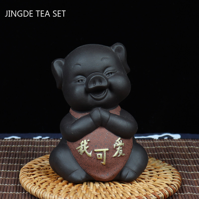 Kreativitás Lila agyag tea Kisállat dekoráció Aranyos malac tea asztaldísz Otthoni virágcserep dekoráció Kézműves teaszertartás kiegészítők