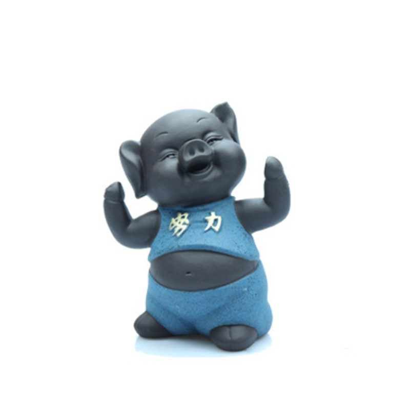 Kreativitás Lila agyag tea Kisállat dekoráció Aranyos malac tea asztaldísz Otthoni virágcserep dekoráció Kézműves teaszertartás kiegészítők