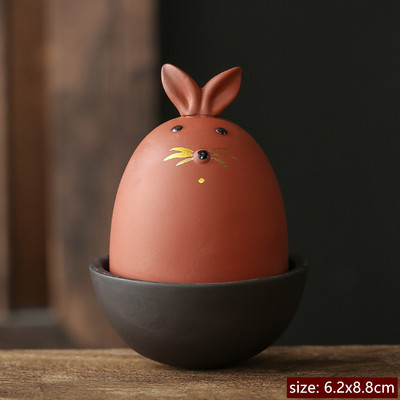 Radoša purpursarkanā smilšu tēja mājdzīvnieku darbvirsmas trauku rotājumi ar rokām darināti burvīgi trusis dzīvnieki skulptūras dekorācijas tējas galda piederumi