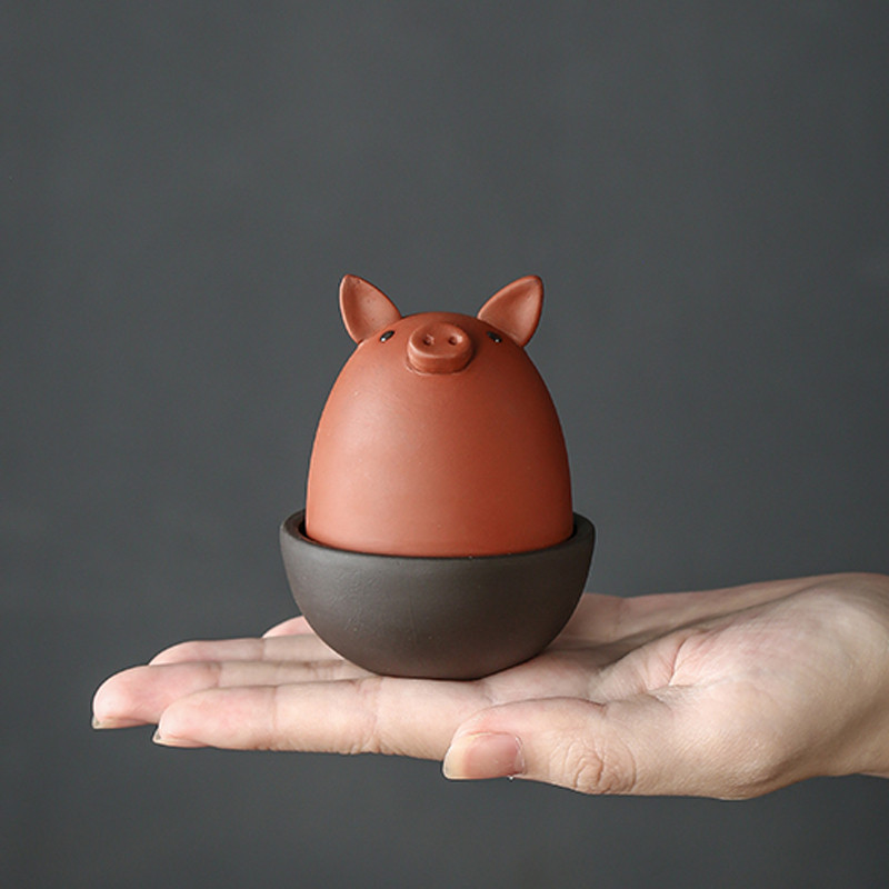 Radoša purpursarkanā smilšu tēja mājdzīvnieku darbvirsmas trauku rotājumi ar rokām darināti burvīgi trusis dzīvnieki skulptūras dekorācijas tējas galda piederumi