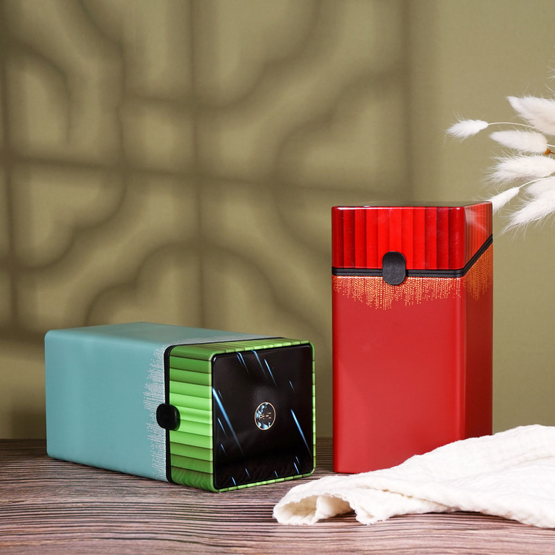 Tukšas metāla kārbas iepakojums, aizzīmogots kvadrātveida atvāžamais skārda kaste 250g zaļās tējas un melnās tējas uzglabāšanas trauks