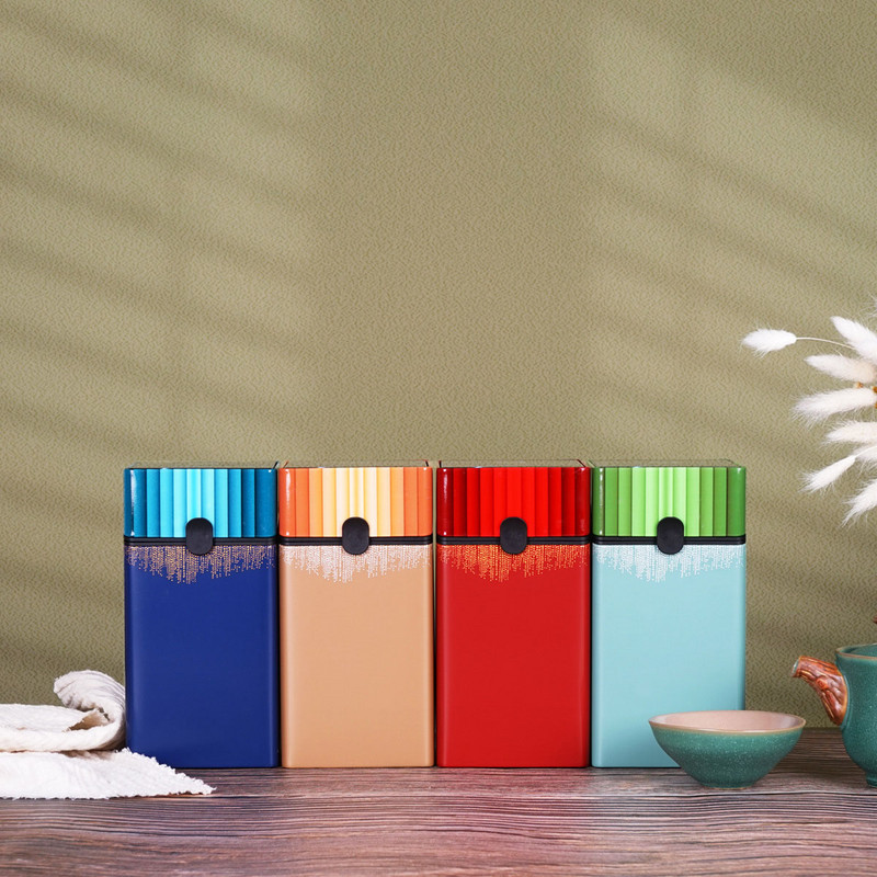 Tukšas metāla kārbas iepakojums, aizzīmogots kvadrātveida atvāžamais skārda kaste 250g zaļās tējas un melnās tējas uzglabāšanas trauks