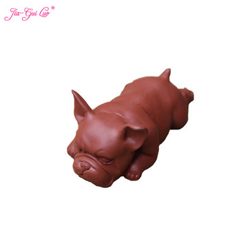 JIA-GUI LUO Tea Pet Puppy Creative Purple Clay Bully dogs Decoration Boutique Lucky Zodiac Puppy Tea Accessories N001