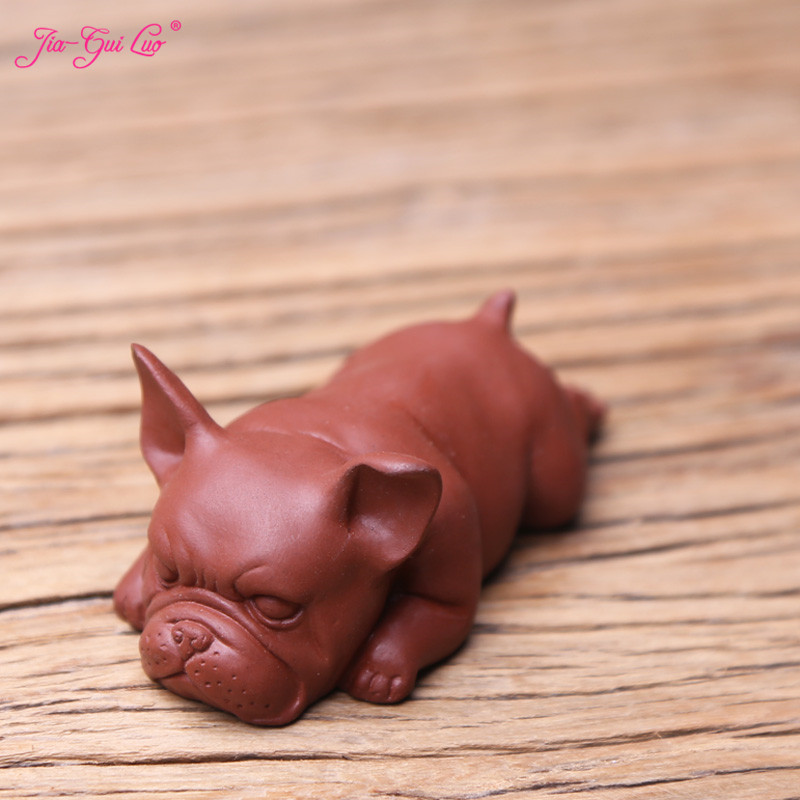 JIA-GUI LUO Tea Pet Puppy Kreatív Purple Clay Bully kutyák Dekorációs Boutique Lucky Zodiac Puppy Tea Kiegészítők N001