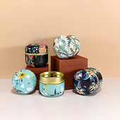 Cutie de ambalare portabilă în stil japonez cu flori pentru ceai, recipiente rotunde mici din tablă, cutie de ceai, tablă de tablă, borcan de murături sigilat de uz casnic