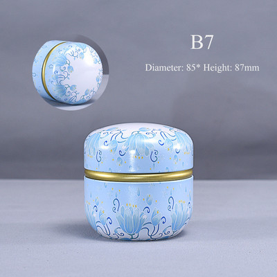 Cutie de ambalare portabilă în stil japonez cu flori pentru ceai, recipiente rotunde mici din tablă, cutie de ceai, tablă de tablă, borcan de murături sigilat de uz casnic